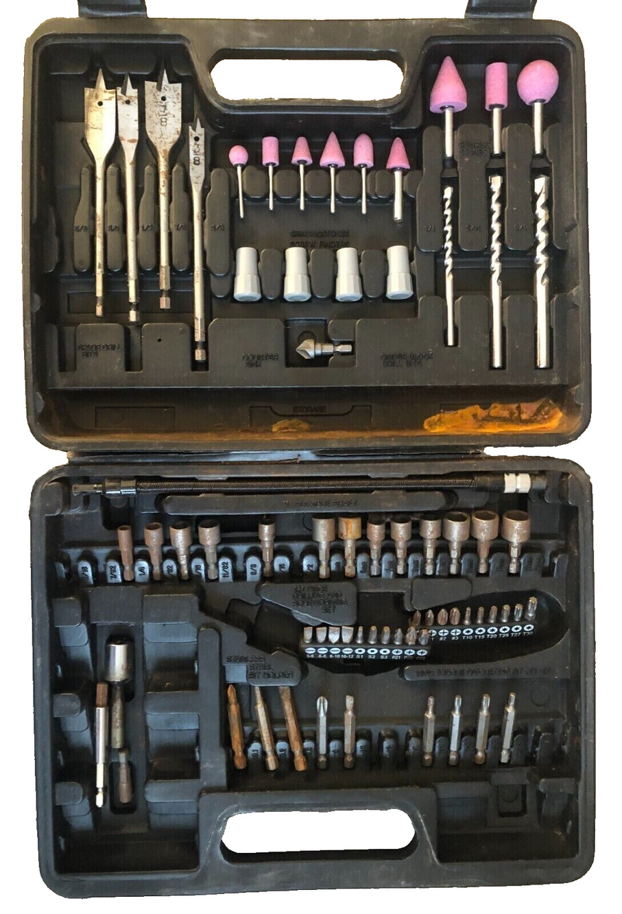 Mixed Mechanic Tool Set in Case As Is With Grinding Bits Sockets Accessories